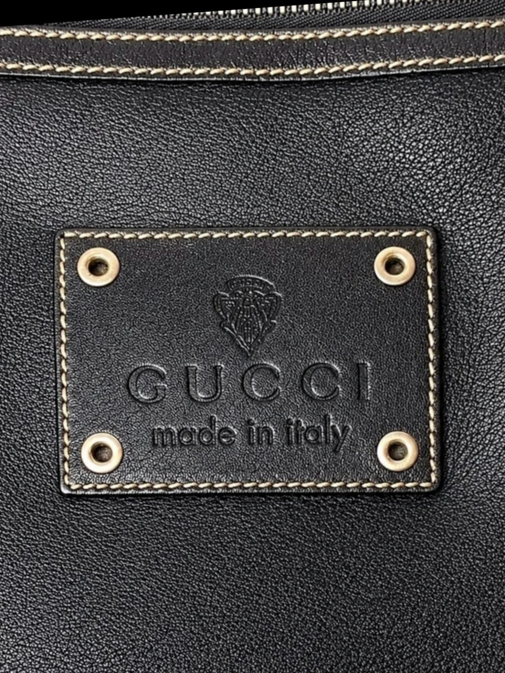 GUCCI Supreme Hysteria Black Leather Oversized Messenger Bag